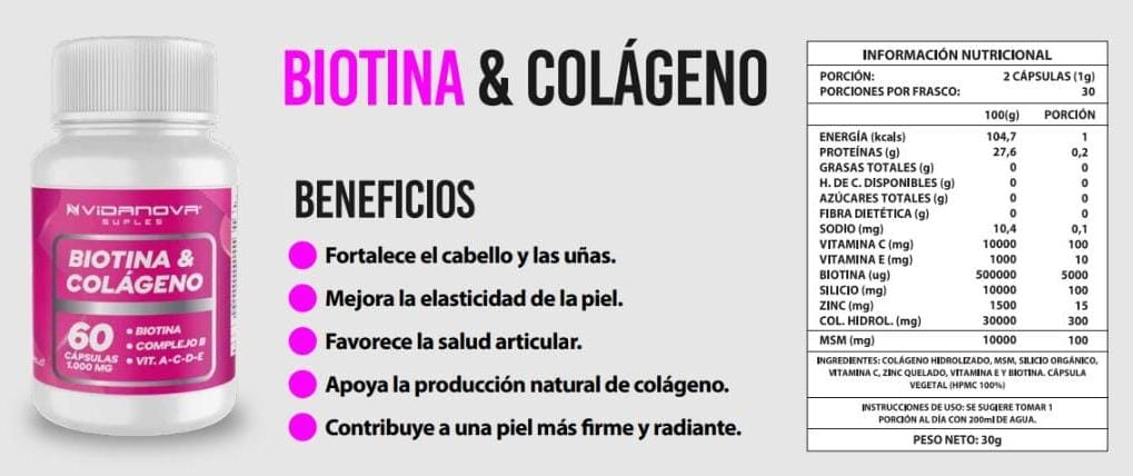 Biotina y Colágeno 1000 mg
